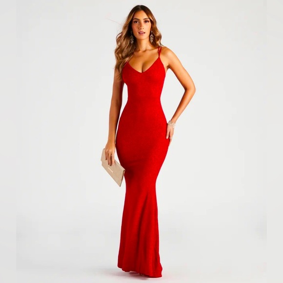 Windsor Dresses Windsor Red Glitter Lace Up Dress Poshmark